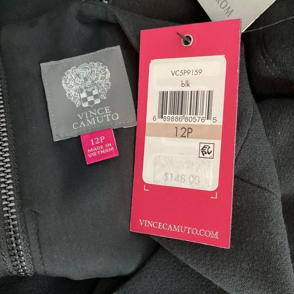 Vince Camuto Black Fit and Flare Mini Dress 3/4 Sleeve Petite 12P - Picture 6 of 7